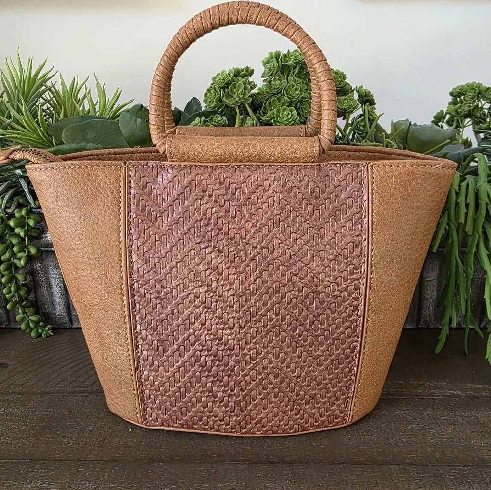 Anthropologie Tobacco Mini Bag With Textured Detailing-Crossbody Strap